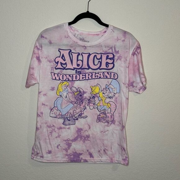 Disney Tops - Disney Alice in Wonderland Tie Dye Pink Tee Shirt Top Size L
